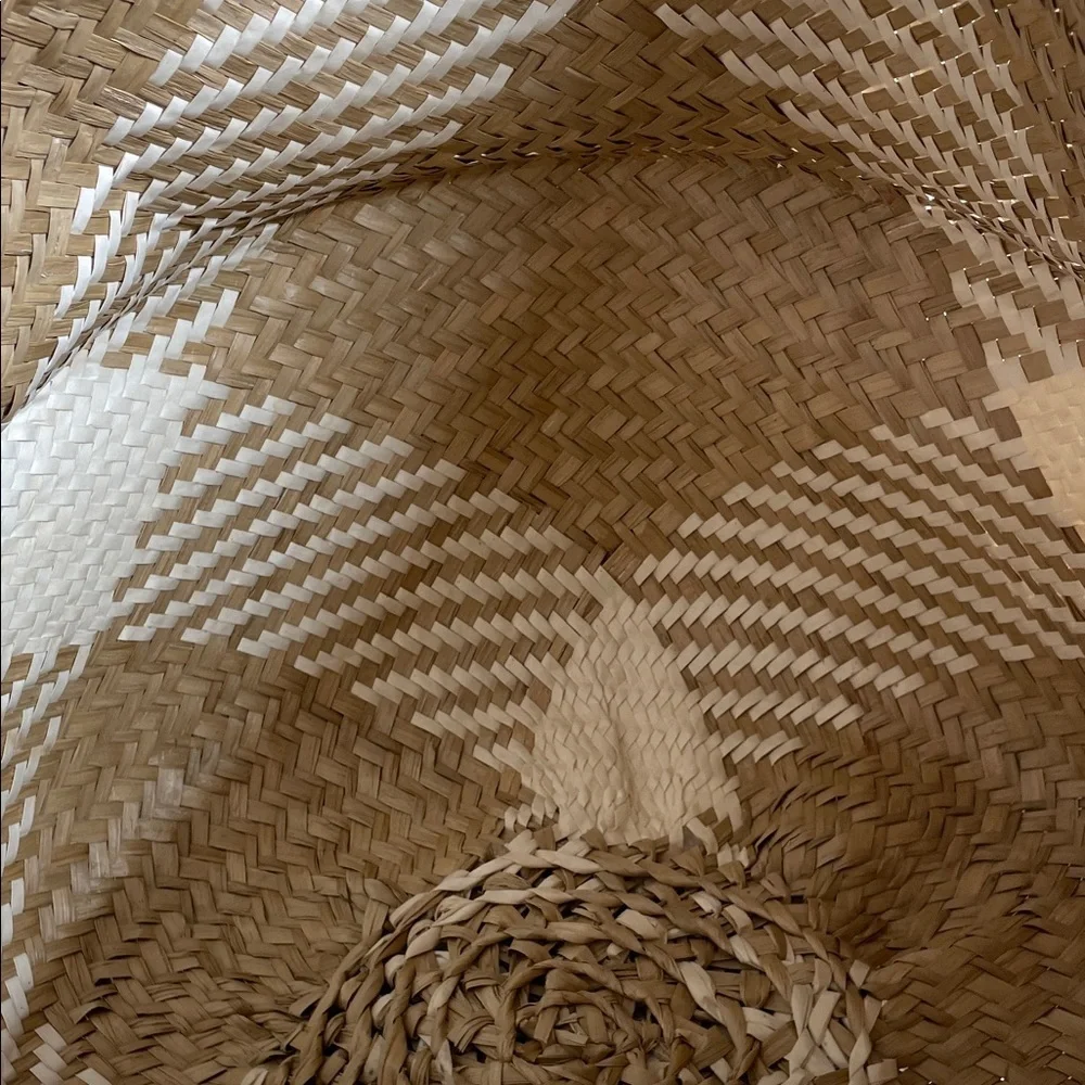 Woven Straw Tan and White Garment Bag